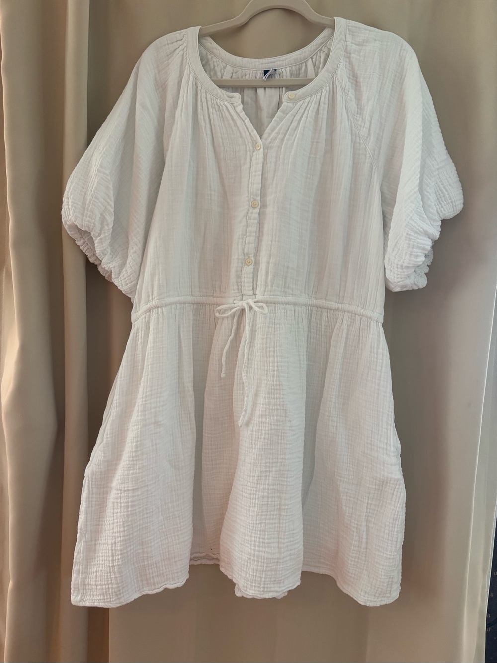 Old Navy White Button-Front Gauze mini Dress